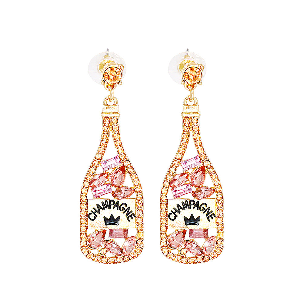 Wholesale Party Wine Bottle Alloy Earrings